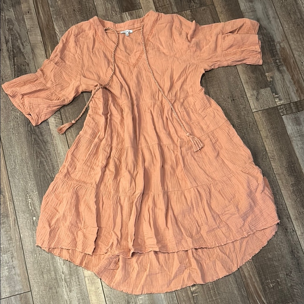Peach Crinkled Dress
